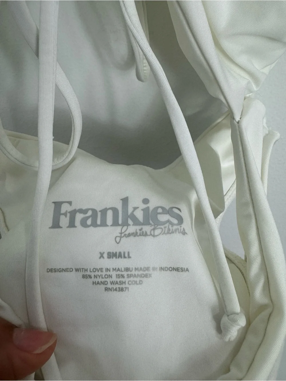 Frankies Bikinis White Cutout One Piece Swimsuit Ruched Tie Front Size XS